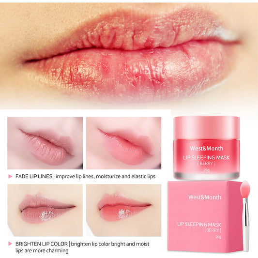 West&Month Lip-Sleeping Mask. Cracking , Dry lip Exfoliant Treatment . Dead Skin Remover with Nourishing , Jelly Lip Mask