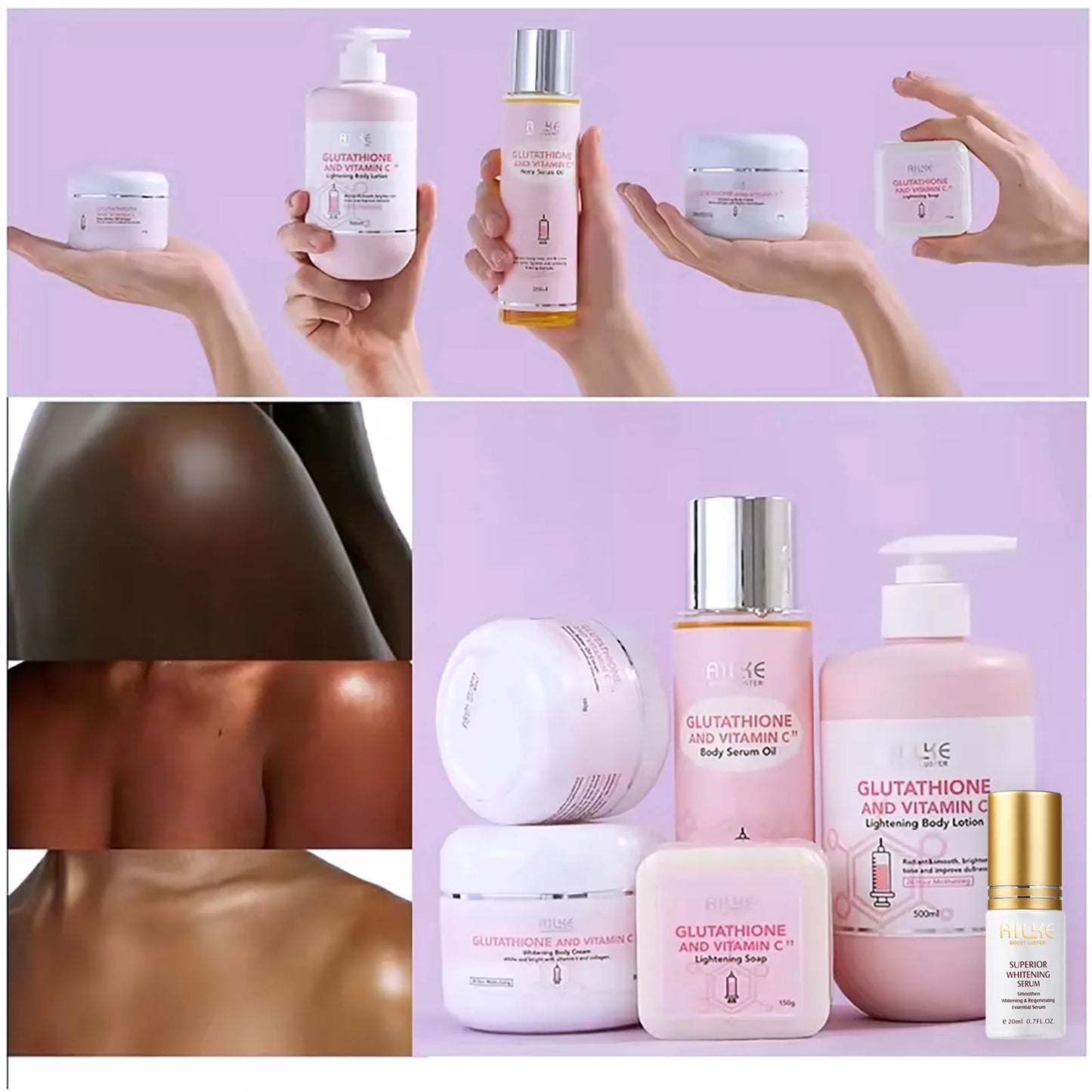 Black Spots Facial Skin Care Lotion. Moisturizing and Lightening Body Cream with  Glutathion ,