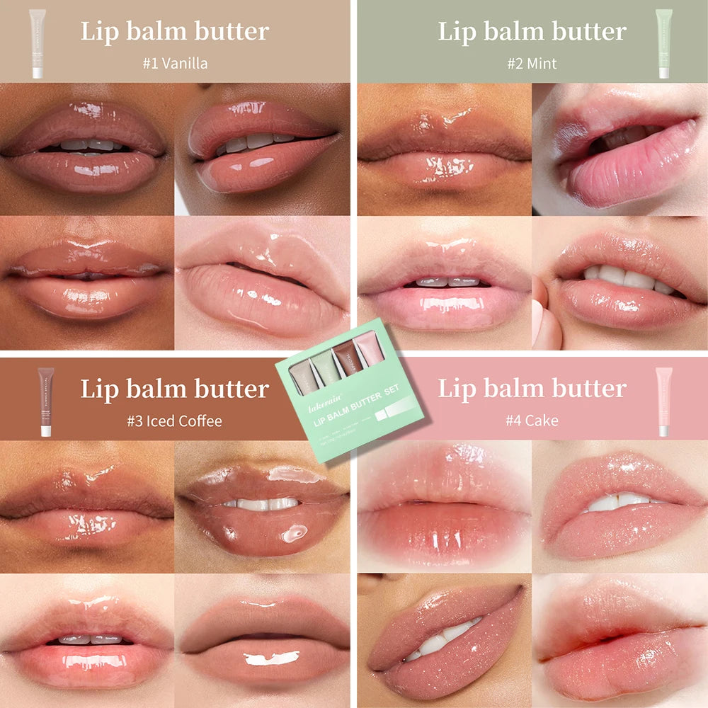 Lip Balm Set with Deep Moisturizing Lip Glaze . Smoothing Color with Long Lasting ,Nourishing Lip Care. 4 Colors