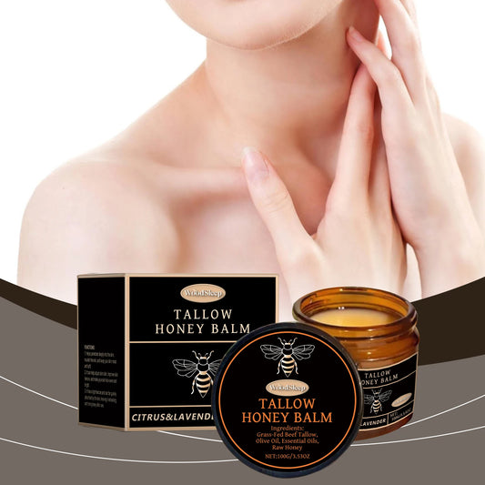Tallow and Honey Balm for Face and Body.  Natural Whipped Hydrating Lotion for massage and Brightening Skin Care for Face and Body with  Deep Moisturizer Cream