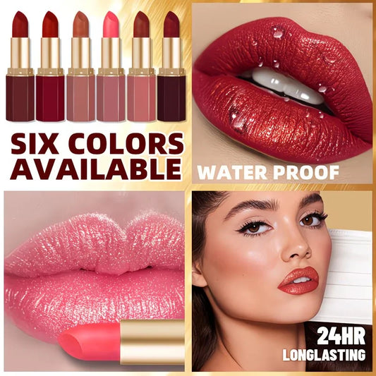 Luxurious 6-Piece Matte Lipstick Set: Long-lasting and highly pigmented, featuring a creamy-smooth texture suitable for all skin tones—perfect for both everyday wear and festive party looks.