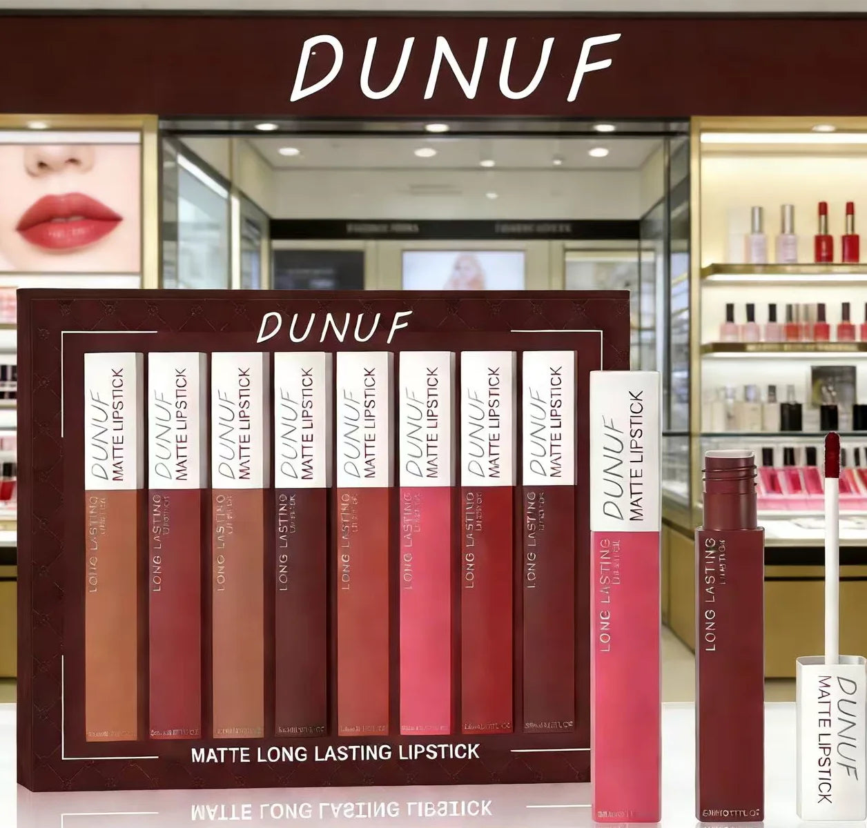 8pc/set Long-Lasting Lip Gloss . Matte,  Waterproof Lipstick with Non-transfer and Highly Pigmented Nude Re  Makeup