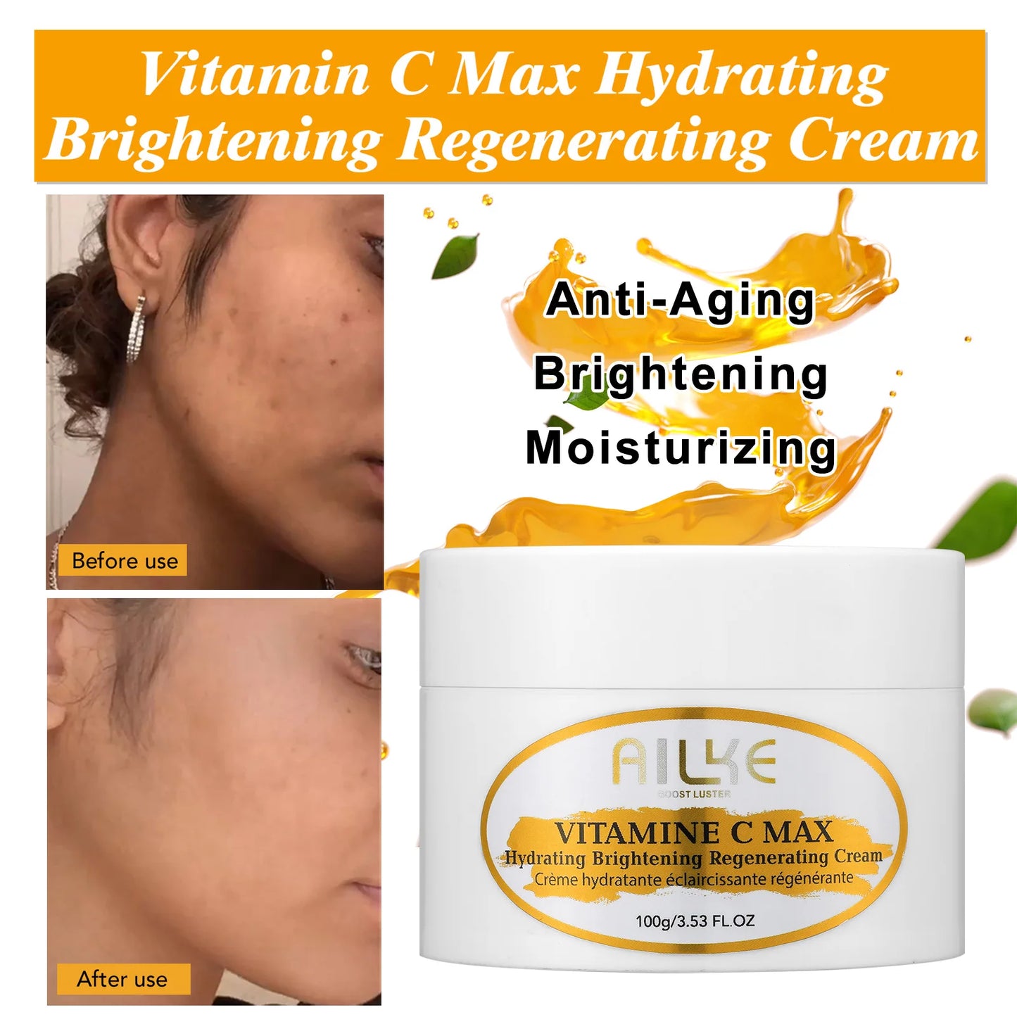 Vitamin C Whitening Serum, Remove Dark Spots, Moisturizing, Anti-Aging & Wrinkle, and Beauty Skin Care Cosmetics