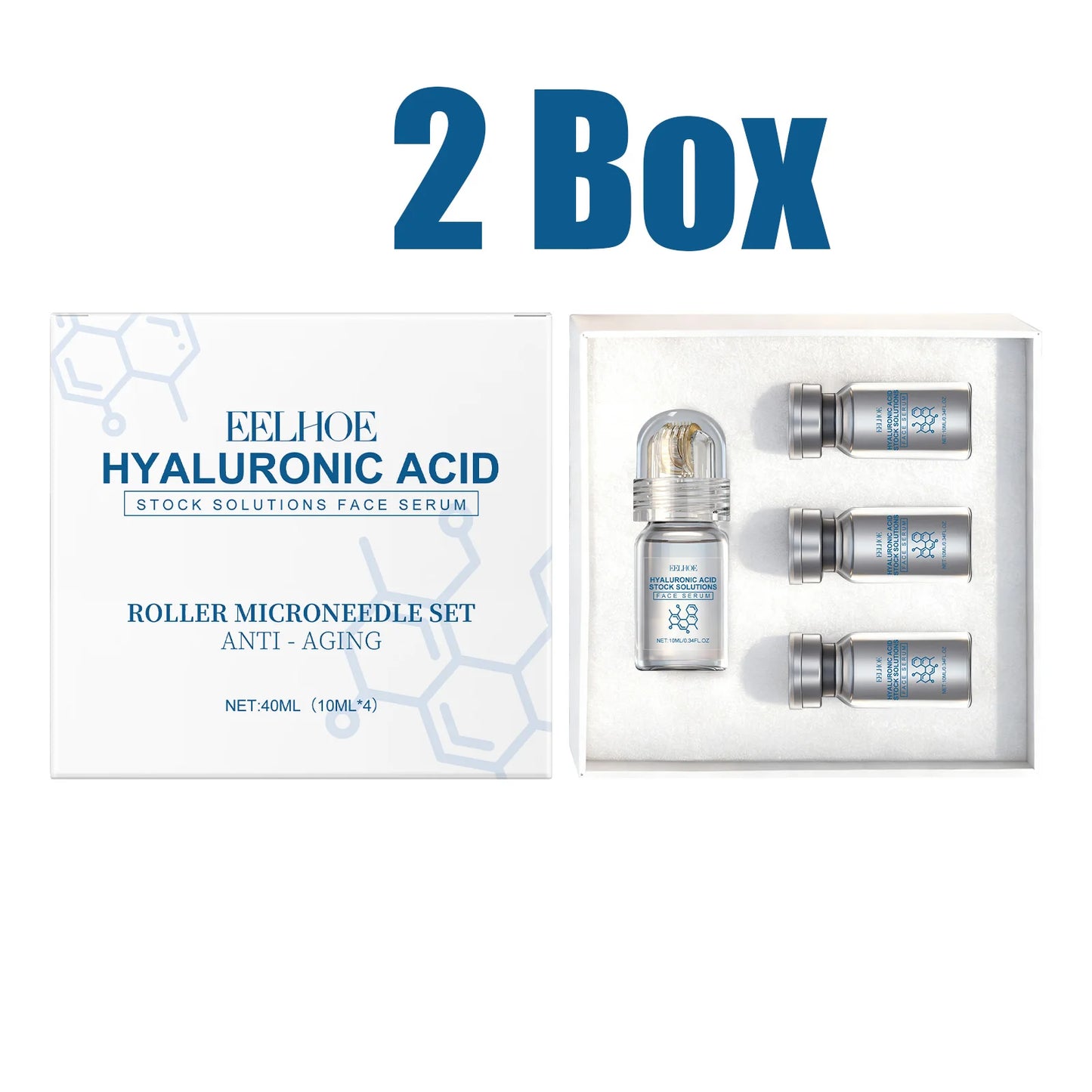 Hyaluronic Acid  Face Serum with Roller Microneedle with  Moisturizing Anti-Wrinkle Facial Serum