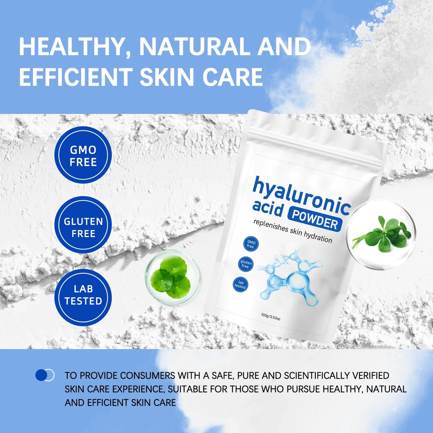 100g Hyaluronic Acid  Powder with Hydrating,  Smoothing , Brightening Mask  to reduce  Wrinkles , Repair Skin