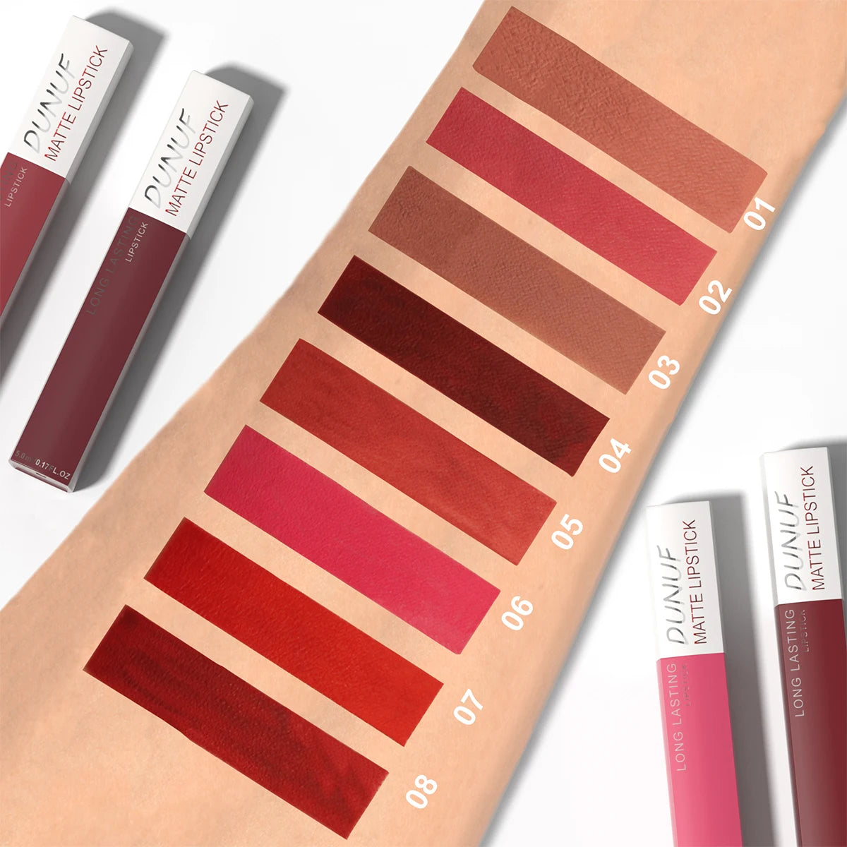8pc/set Long-Lasting Lip Gloss . Matte,  Waterproof Lipstick with Non-transfer and Highly Pigmented Nude Re  Makeup