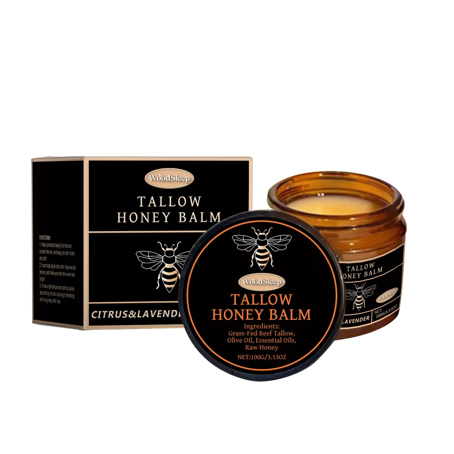 Tallow and Honey Balm for Face and Body.  Natural Whipped Hydrating Lotion for massage and Brightening Skin Care for Face and Body with  Deep Moisturizer Cream