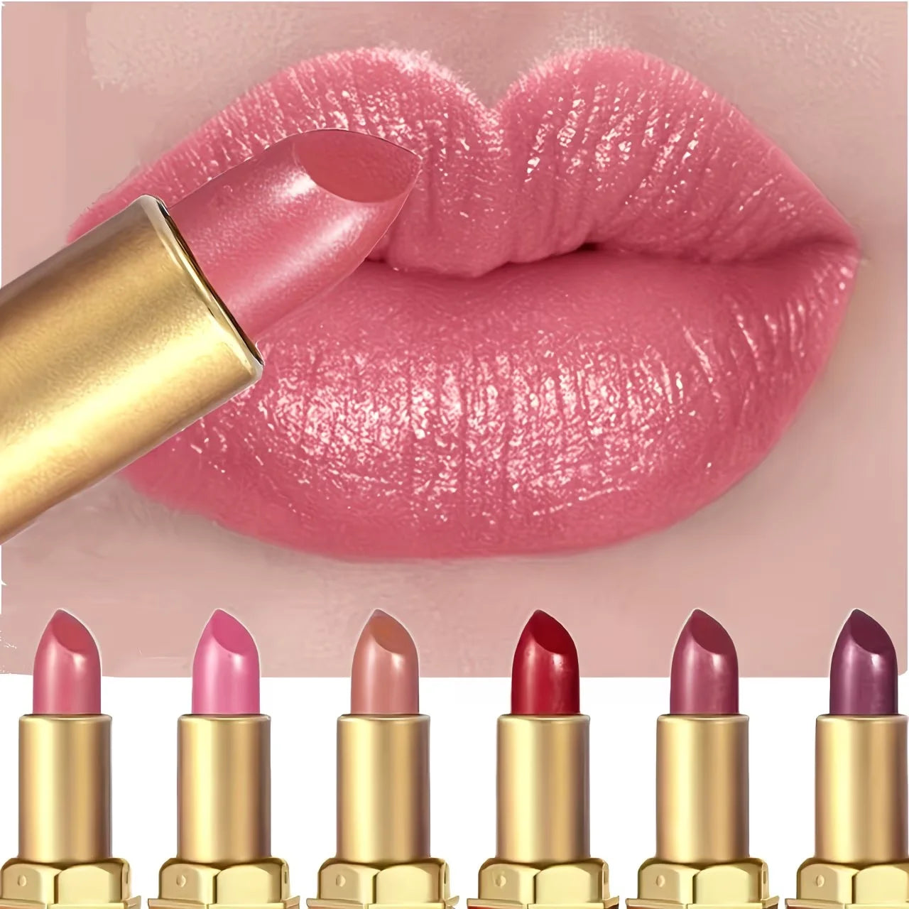 Luxurious 6-Piece Matte Lipstick Set: Long-lasting and highly pigmented, featuring a creamy-smooth texture suitable for all skin tones—perfect for both everyday wear and festive party looks.
