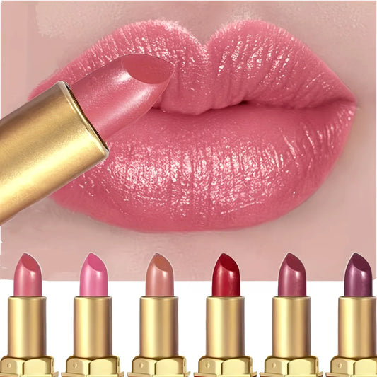 Luxurious 6-Piece Matte Lipstick Set: Long-lasting and highly pigmented, featuring a creamy-smooth texture suitable for all skin tones—perfect for both everyday wear and festive party looks.