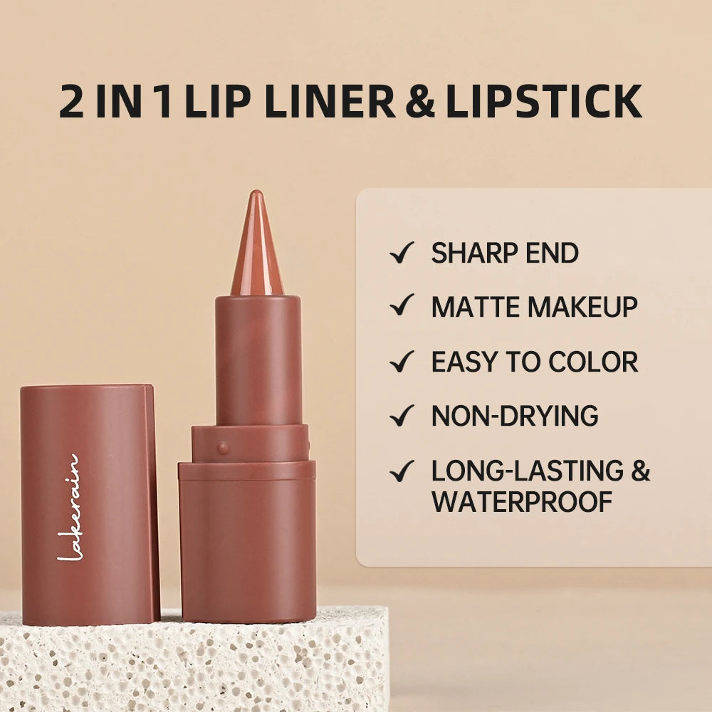 Matte Black & Brown Velvet Lipstick , Waterproof , Non Stickywith  Contouring Tint Lipliner. 6 Colors