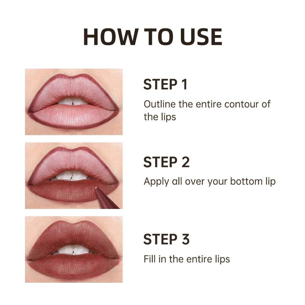 Matte Black & Brown Velvet Lipstick , Waterproof , Non Stickywith  Contouring Tint Lipliner. 6 Colors