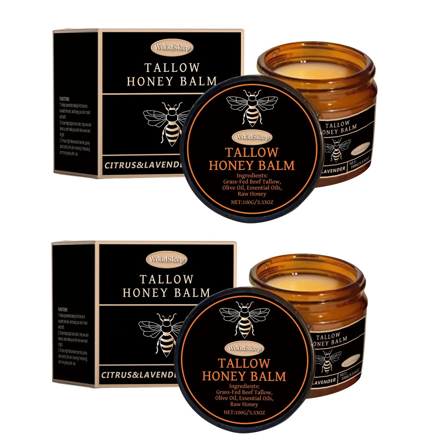 Tallow and Honey Balm for Face and Body.  Natural Whipped Hydrating Lotion for massage and Brightening Skin Care for Face and Body with  Deep Moisturizer Cream