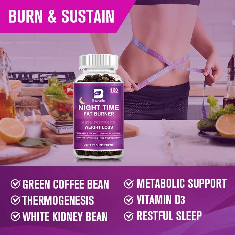 120pcs Night Time Fat Burnner Capsule for Women and Men . Lose Weight and Manage your detox Fat Burners.
