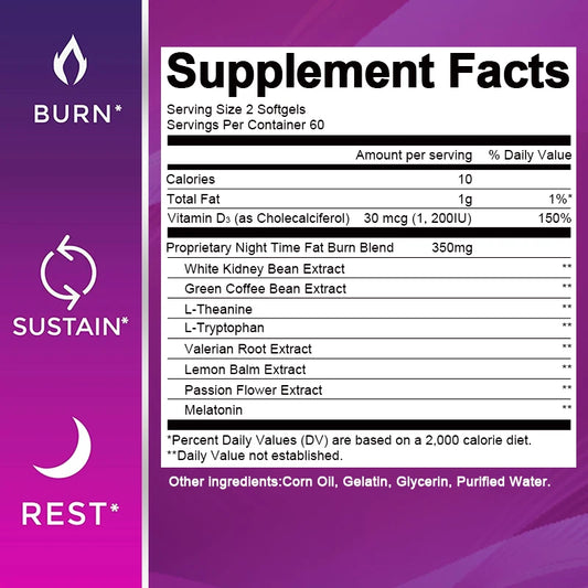 120pcs Night Time Fat Burnner Capsule for Women and Men . Lose Weight and Manage your detox Fat Burners.
