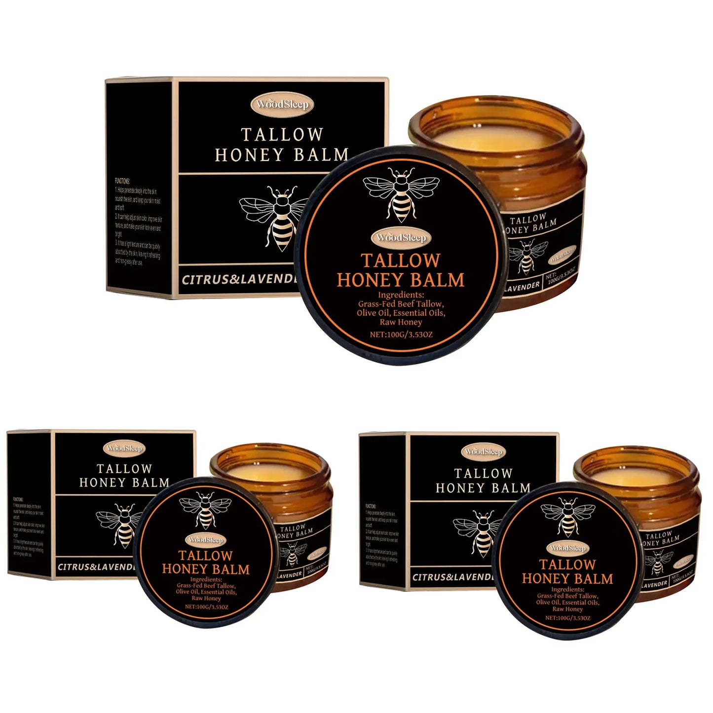 Tallow and Honey Balm for Face and Body.  Natural Whipped Hydrating Lotion for massage and Brightening Skin Care for Face and Body with  Deep Moisturizer Cream