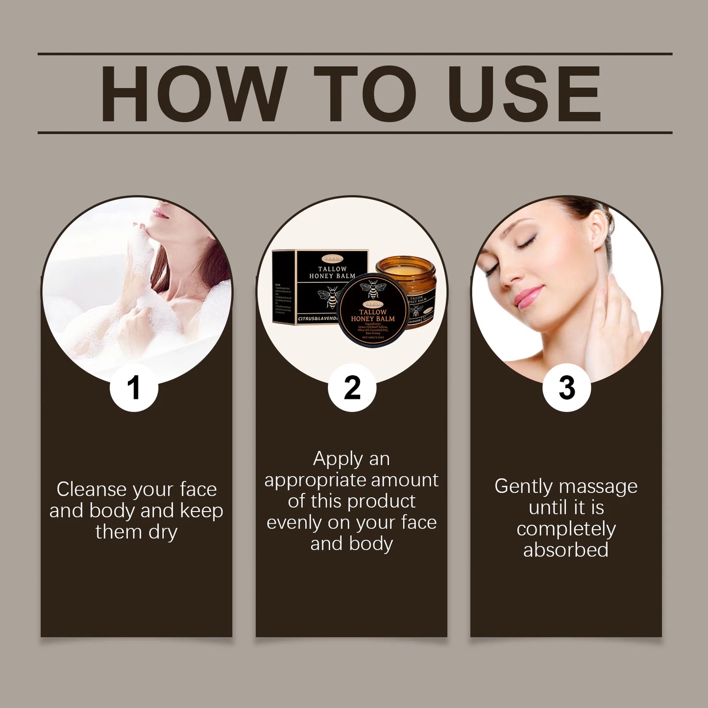 Tallow and Honey Balm for Face and Body.  Natural Whipped Hydrating Lotion for massage and Brightening Skin Care for Face and Body with  Deep Moisturizer Cream