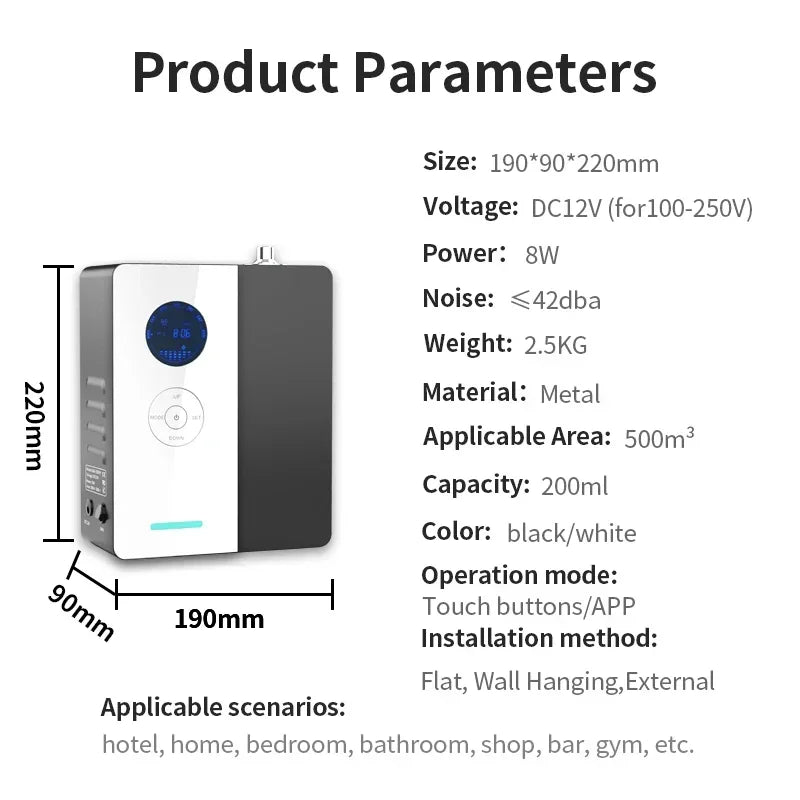 500m³ Hotel Aroma Essential Oil Diffuser Multi Segment Timing Air Freshener Room Fragrance Purifier Scent Machine